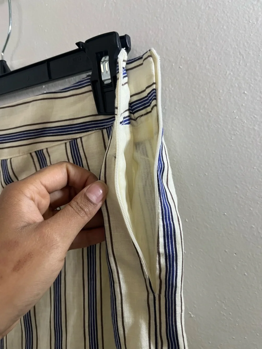 Mango Cream Maxi Skirt with Navy Vertical Stripes - Picture 6 of 9